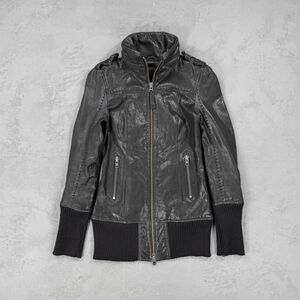 Mackage Black Lamb Leather Fitted Jacket Women's XXS